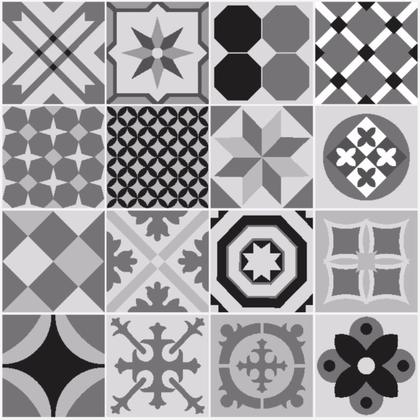 Imagem de Adesivo de Azulejo Hidráulico Cinza e Preto 270