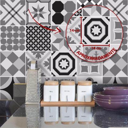 Imagem de Adesivo de Azulejo Hidráulico Cinza e Preto 270