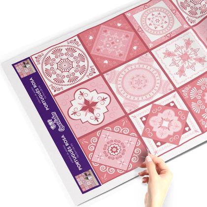 Imagem de Adesivo de Azulejo Hidráulico Rosa 20x20cm 24un