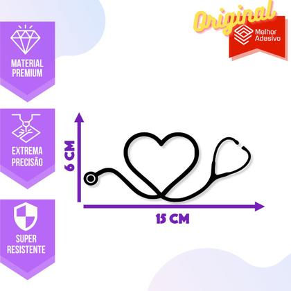 Imagem de Adesivo de Carro Amor por Medicina Estetoscópio de Médico - Cor Prata