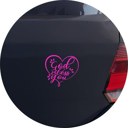 Imagem de Adesivo de Carro Frase God Bless You - Deus Te Abençoe - Cor Rosa