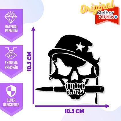 Imagem de Adesivo de Carro Soldado Caveira de Exército Militar - Cor Prata