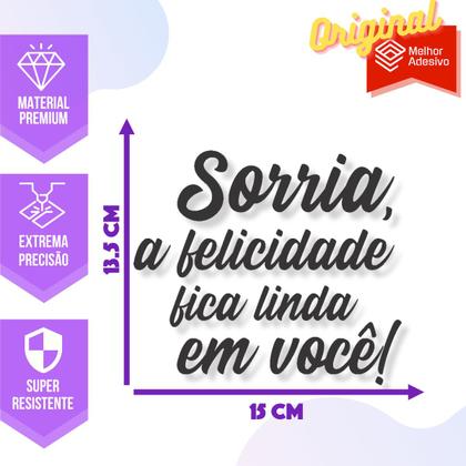 Imagem de Adesivo de Carro Sorria Felicidade Frase Motivacional - Cor Marrom