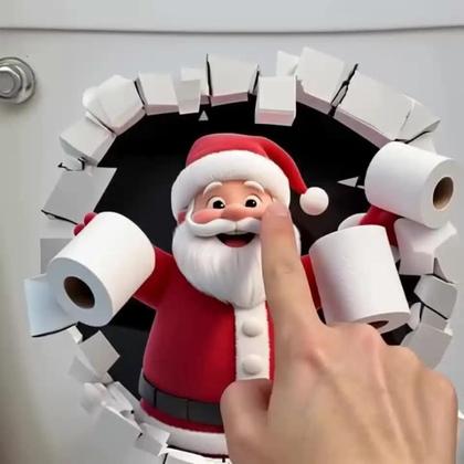 Imagem de Adesivo De Natal Quebra-Paredes Do Papai Noel Para Decoração De Banheiro E Quarto