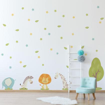 Imagem de Adesivo de Parede Animais Safari Minimalista Infantil