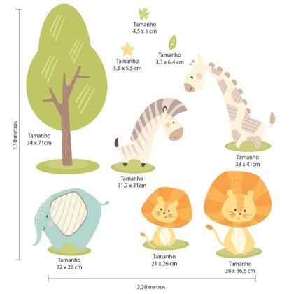 Imagem de Adesivo de Parede Animais Safari Minimalista Infantil
