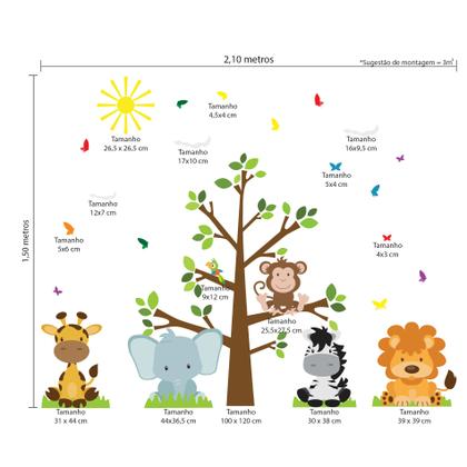 Imagem de Adesivo de Parede Árvore Safari Infantil para Quarto