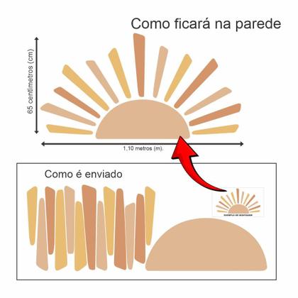 Imagem de Adesivo De Parede Autocolante Destacável Boho Sol Infantil Para Quarto