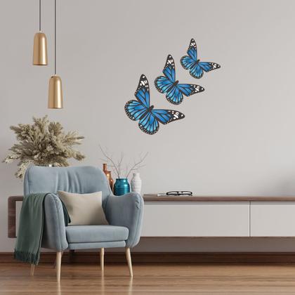 Imagem de Adesivo de Parede Decorativo - 3 Borboletas Azul - Sala - 005ir