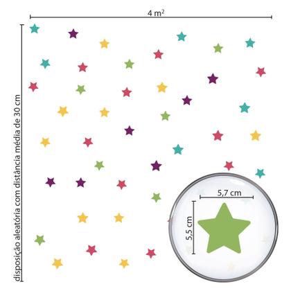 Imagem de Adesivo de Parede Estrelas Coloridas Infantil Joy 54un Cobre