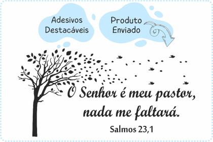 Imagem de adesivo de parede frase religiosa salmos 23 bíblia decoração quarto sala igreja