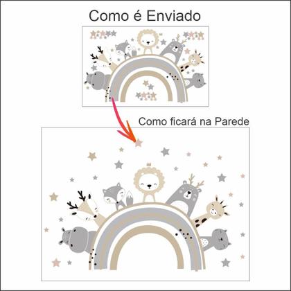 Imagem de Adesivo de Parede Infantil Arco Íris com Animais Autocolante Destacáveis
