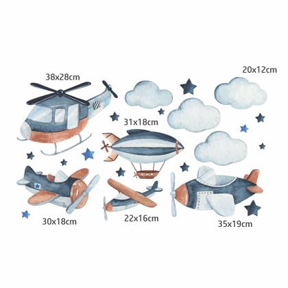 Imagem de Adesivo de Parede Infantil Avião Aquarela