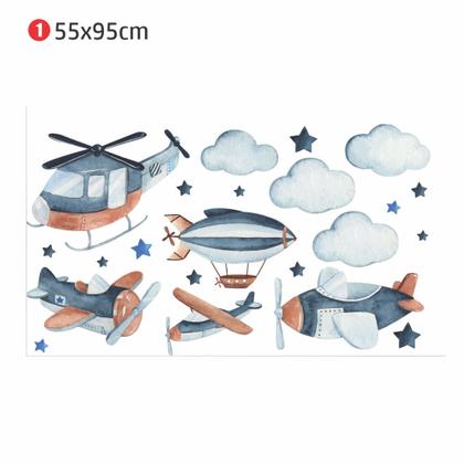 Imagem de Adesivo de Parede Infantil Avião Aquarela