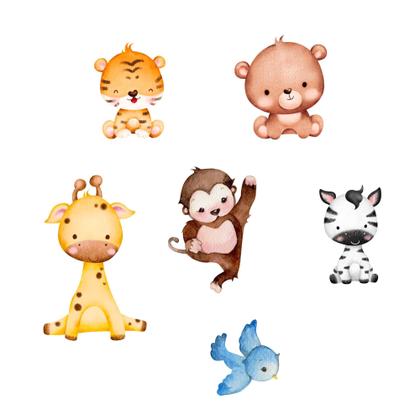 Imagem de Adesivo De Parede Infantil Bebê Safari Menino Quarto S40