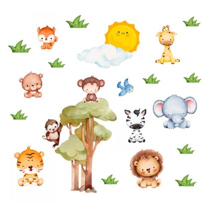 Imagem de Adesivo De Parede Infantil Bebê Safari Menino Quarto S40