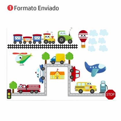 Imagem de Adesivo de Parede Infantil Carro Trânsito Cidade