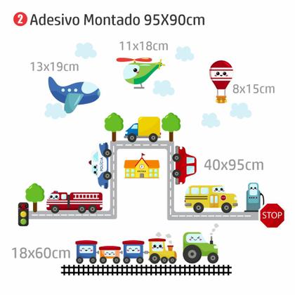 Imagem de Adesivo de Parede Infantil Carro Trânsito Cidade