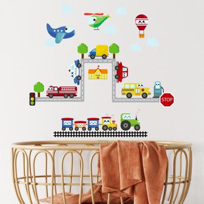 Imagem de Adesivo de Parede Infantil Carro Trânsito Cidade