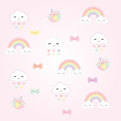 Imagem de Adesivo De Parede Infantil Chuva De Amor Nuvem Menina Bebê Quarto