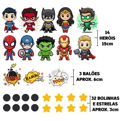 Imagem de Adesivo de Parede Infantil Heróis Papel de Parede para Quarto de Menino