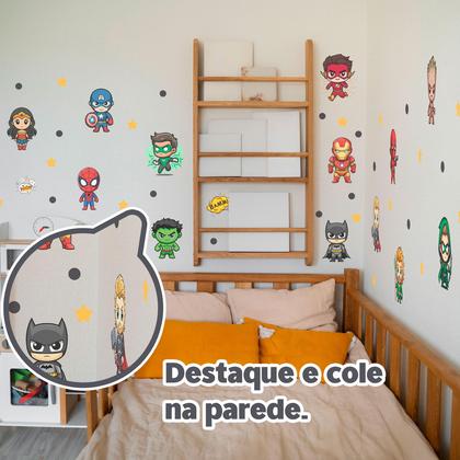 Imagem de Adesivo de Parede Infantil Heróis Papel de Parede para Quarto de Menino