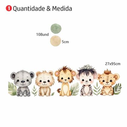 Imagem de Adesivo de Parede Infantil Safari Aquarela Bolinhas