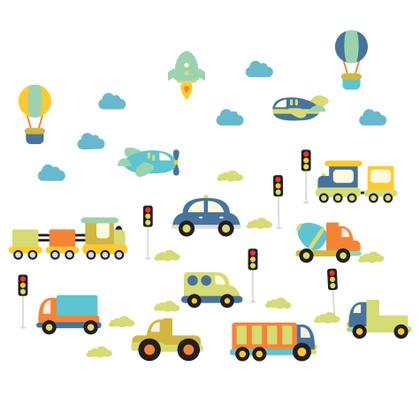 Imagem de Adesivo de Parede Quarto Infantil Carrinhos