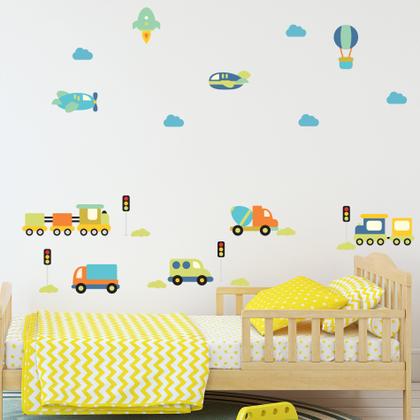 Imagem de Adesivo de Parede Quarto Infantil Carrinhos