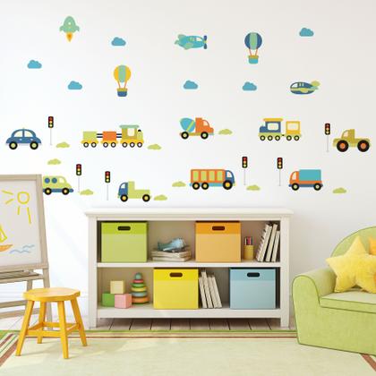 Imagem de Adesivo de Parede Quarto Infantil Carrinhos