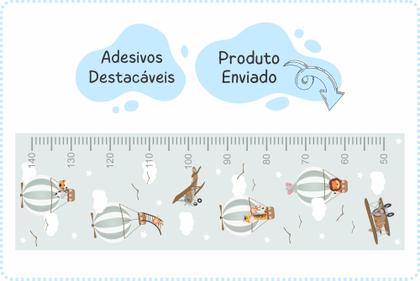 Imagem de adesivo de parede régua de crescimento animais balões