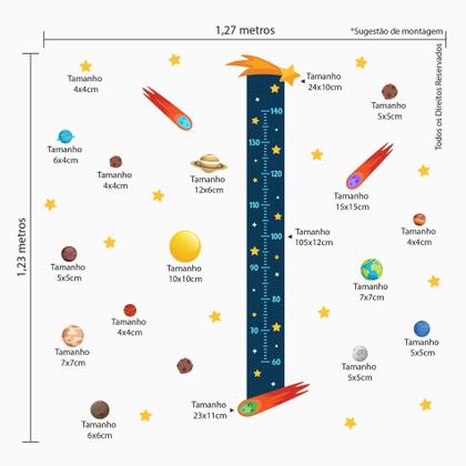 Imagem de Adesivo de Parede Regua de Crescimento Sistema Solar