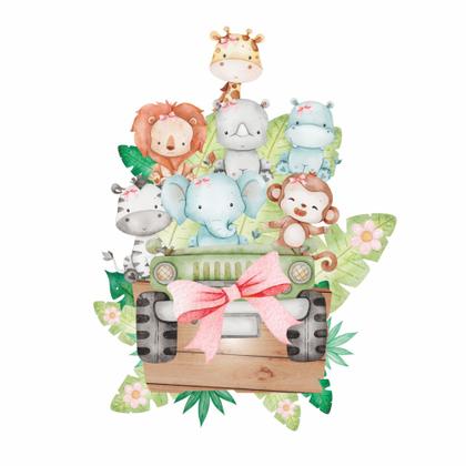 Imagem de Adesivo De Parede Safari Menina Bebê Infantil Flores Quarto