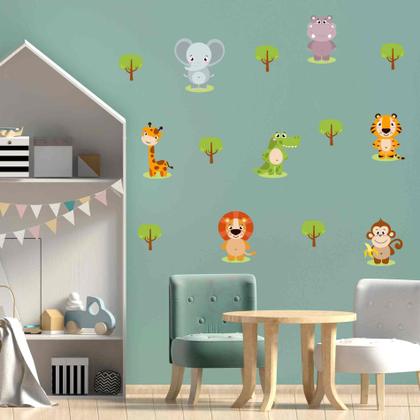 Imagem de Adesivo de Parede Zoo Animais Safari kit 18 Adesivos