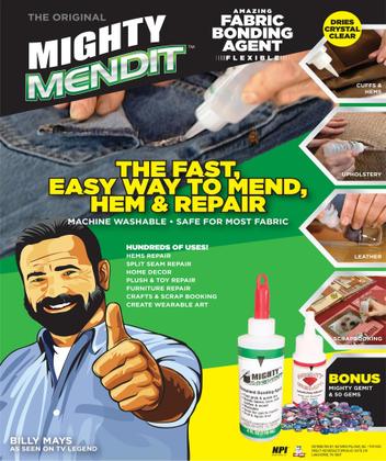 Imagem de Adesivo de tecido Mighty MENDIT 120 mL + Mighty GEMIT 30 mL com 50 gemas