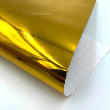 Imagem de Adesivo De Vinil Permanente Cromado Dourado 30x25cm 100cm Para Decoração De Carro, Parede E Janela