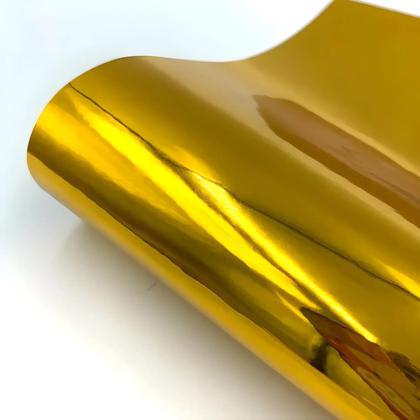 Imagem de Adesivo De Vinil Permanente Cromado Dourado 30x25cm 100cm Para Decoração De Carro, Parede E Janela