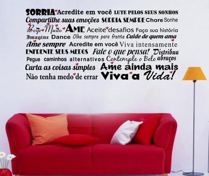 Imagem de Adesivo Decorativo Com Palavras Motivacional Sorria Ame Lute