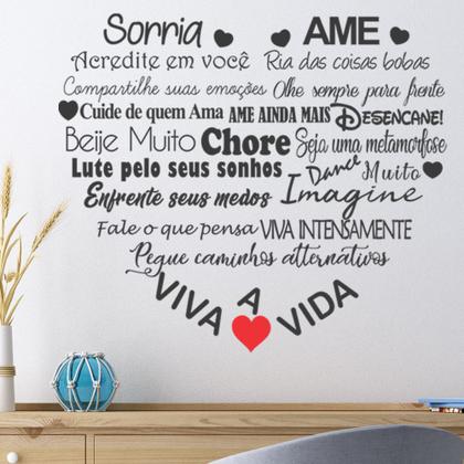 Imagem de Adesivo Decorativo De Parede Frase Sorria Viva Ame A Vida