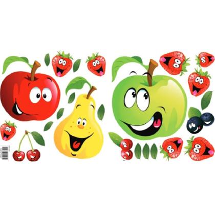 Imagem de Adesivo Decorativo para Geladeira, Móveis ou Paredes Tema Frutas Divertidas