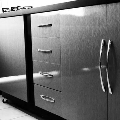 Imagem de Adesivo Geladeira Envelopamento Aço Escovado Inox Moveis