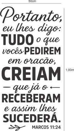 Imagem de Adesivo Parede Frases Biblicas Macos 11:24 Versículos