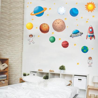 Imagem de Adesivo Parede Quarto Infantil Menino E Menina Sistema Solar