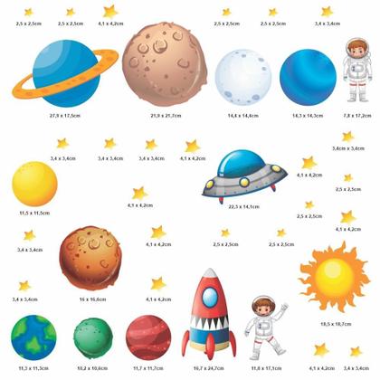 Imagem de Adesivo Parede Quarto Infantil Menino E Menina Sistema Solar