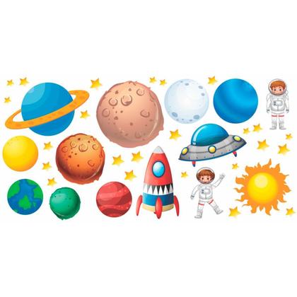 Imagem de Adesivo Parede Quarto Infantil Menino E Menina Sistema Solar