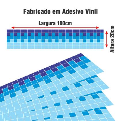 Imagem de Adesivo Piscina Azulejo Mosaico Quadriculado Azul 100x20cm