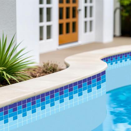 Imagem de Adesivo Piscina Azulejo Mosaico Quadriculado Azul 100x20cm