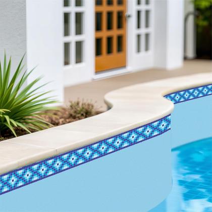 Imagem de Adesivo Piscina Azulejo Quadriculado Zig Zag Azul 100x10cm