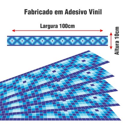 Imagem de Adesivo Piscina Azulejo Quadriculado Zig Zag Azul 100x10cm