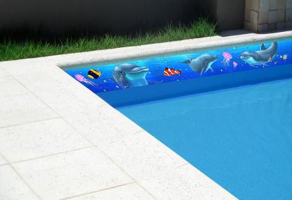 Imagem de Adesivo Piscina Borda 100cmx30cm Golfinho Kit / 08 Unidades